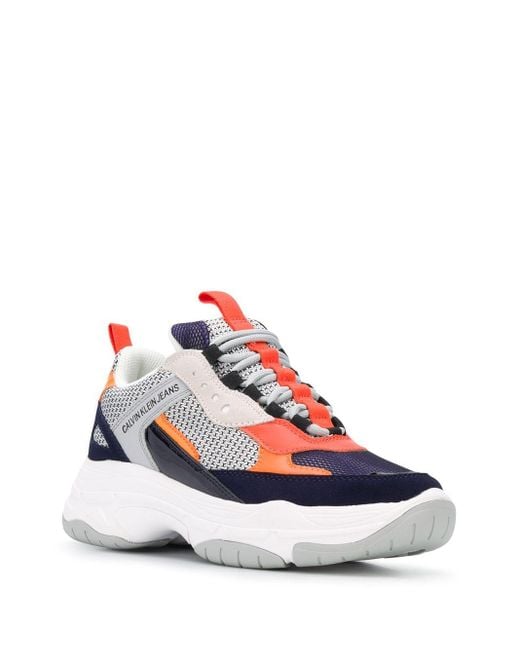 calvin klein maya chunky leather trainers