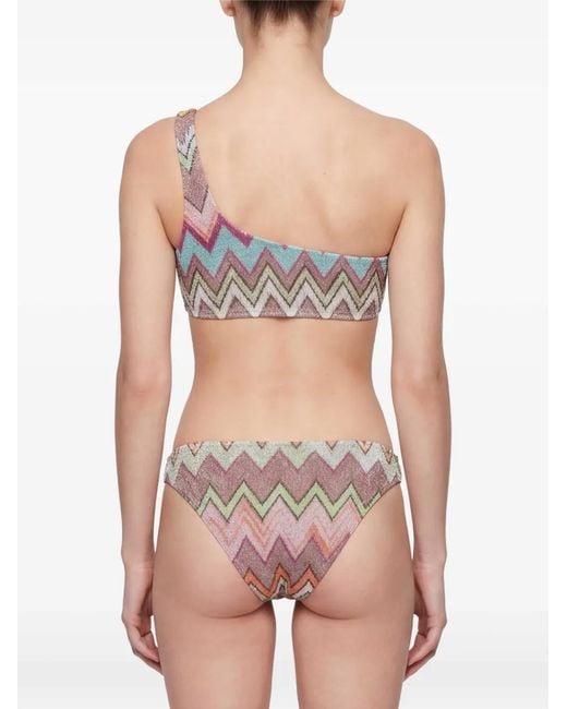 Missoni White Bikini Asymétrique À Motif Zigzag