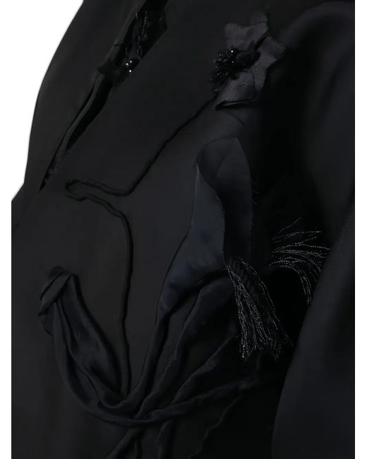 Mark Kenly Domino Tan Black Mantel Mit Blumenapplikation