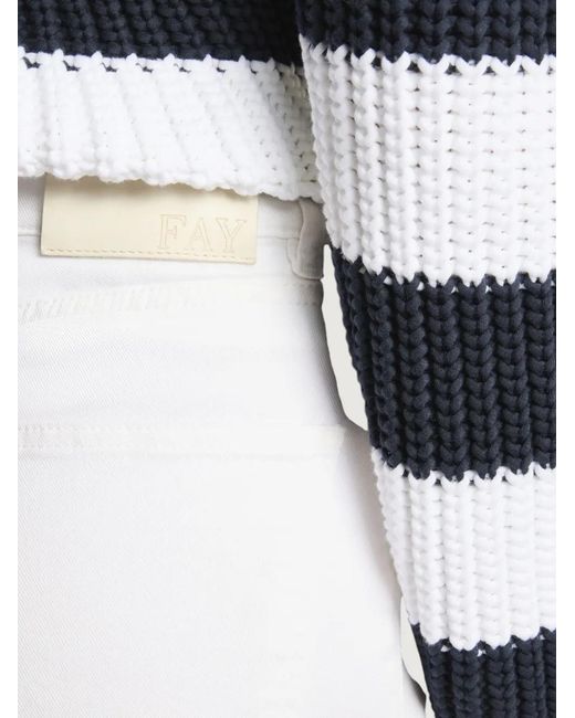 Fay White Logo-Patch Five-Pocket Jeans