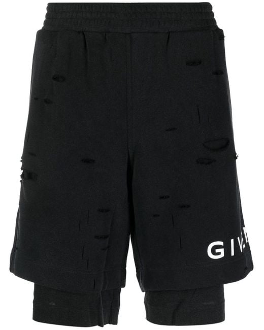 Givenchy Black Board Fit Hole Shorts for men