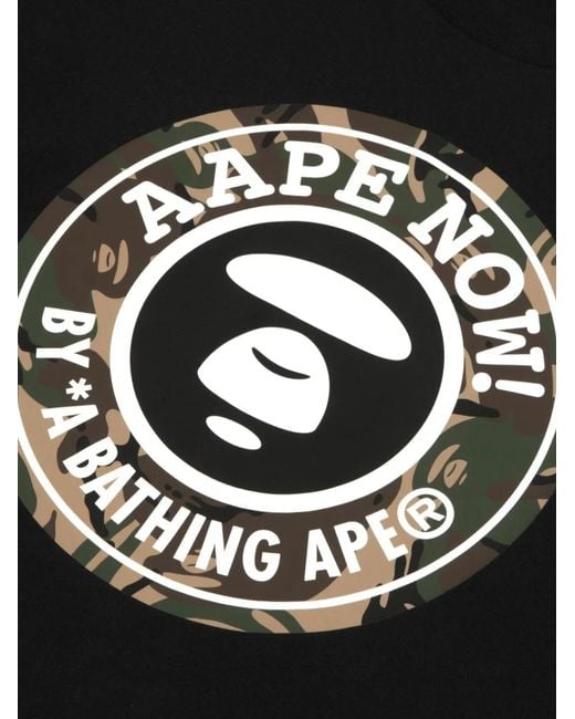 Aape By A Bathing Ape Black Logo-Print Camouflage-Detail T-Shirt for men