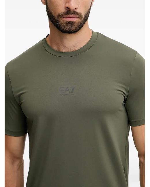 EA7 Green Logo-Print Crew-Neck T-Shirt for men