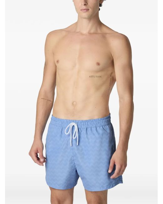 Missoni Blue Drawstring Swim Shorts With Zigzag Pattern for men