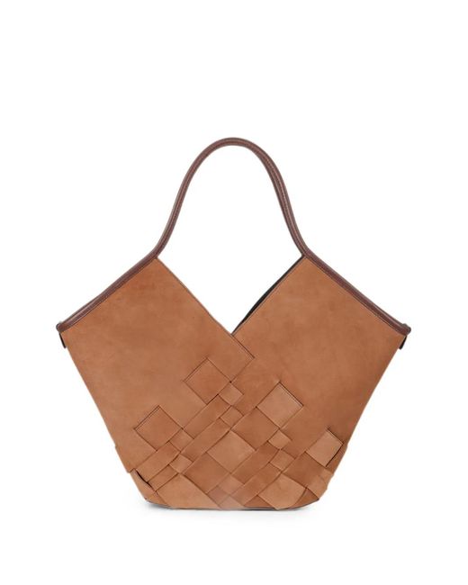 Hereu Brown Interwoven Suede Tote Bag