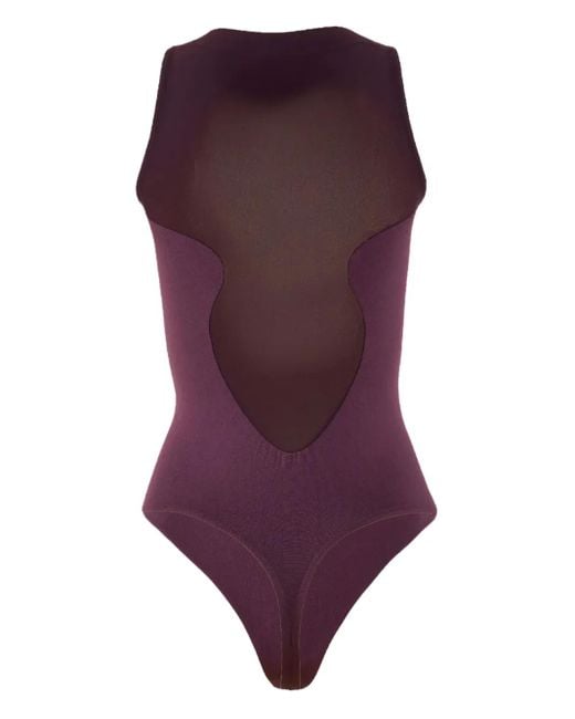 Wolford メッシュインサート ボディスーツ Purple