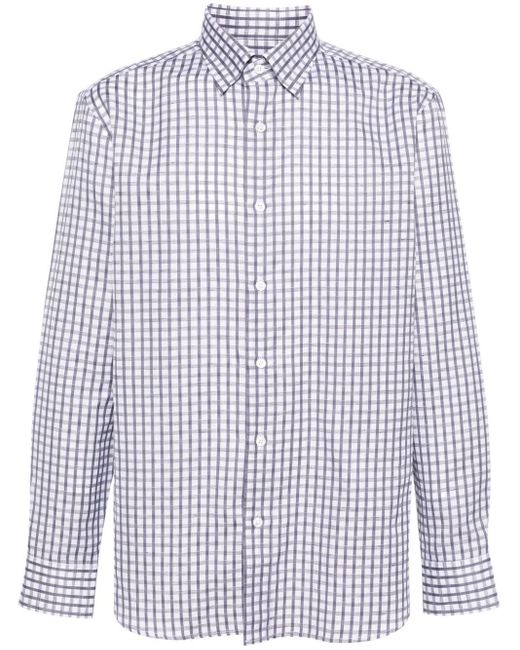 Brioni Blue Gingham-check Shirt for men