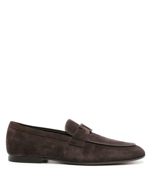 Tod's Brown T Timeless Suede Loafers for men