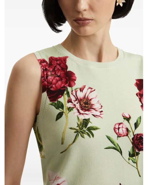 Oscar de la Renta ノースリーブ ニットトップ Red