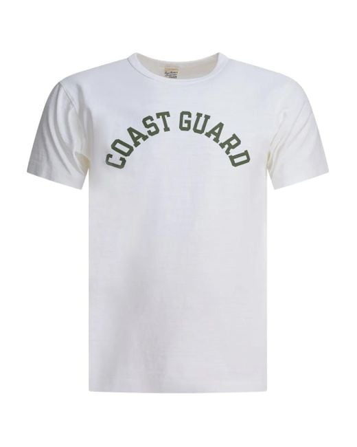 Buzz Rickson's White Coast Guard Print T-Shirt for men