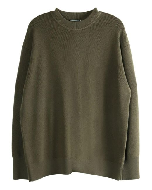Margaret Howell Green Ribbed Crew-Neck Sweater for men