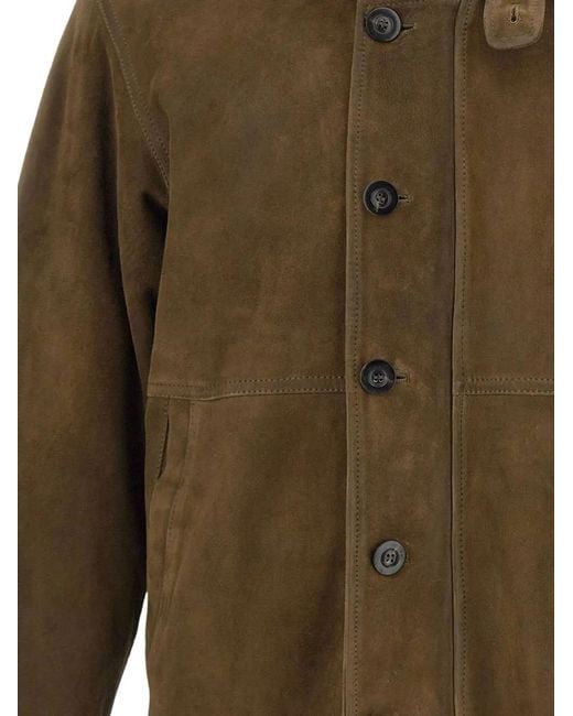 Volfagli Green Brera Buccio Suede Jacket for men