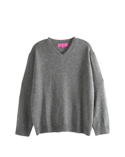The Elder Statesman Gray V-Neck Sweater