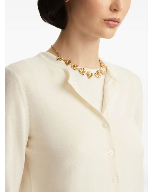 Oscar de la Renta White Button-Front Cardigan