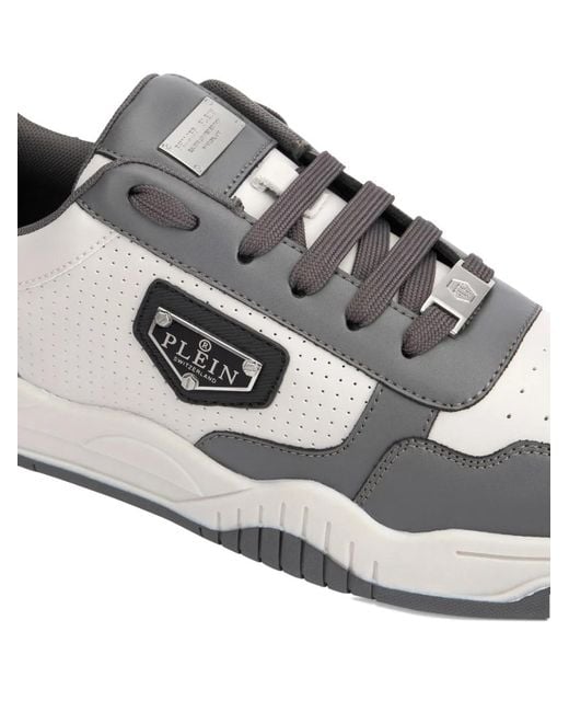 Philipp Plein White Street King Lace-Up Perforated Sneakers