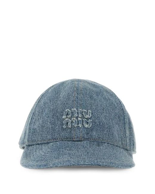 Miu Miu Blue Washed Denim Baseball Cap