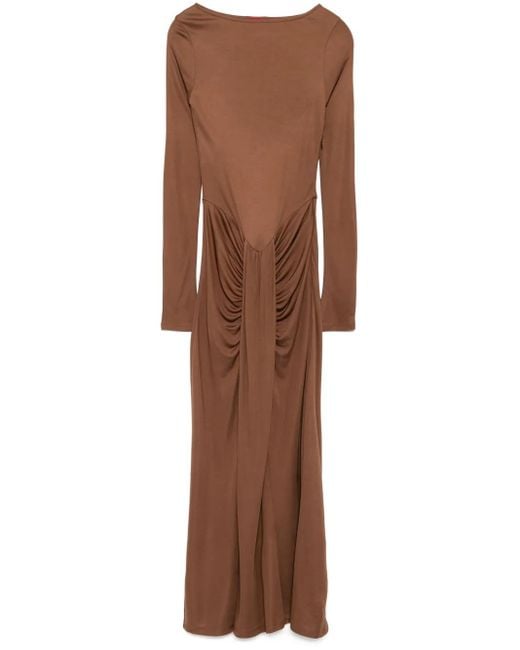 Staud Gedrapeerde Midi-Jurk in het Brown