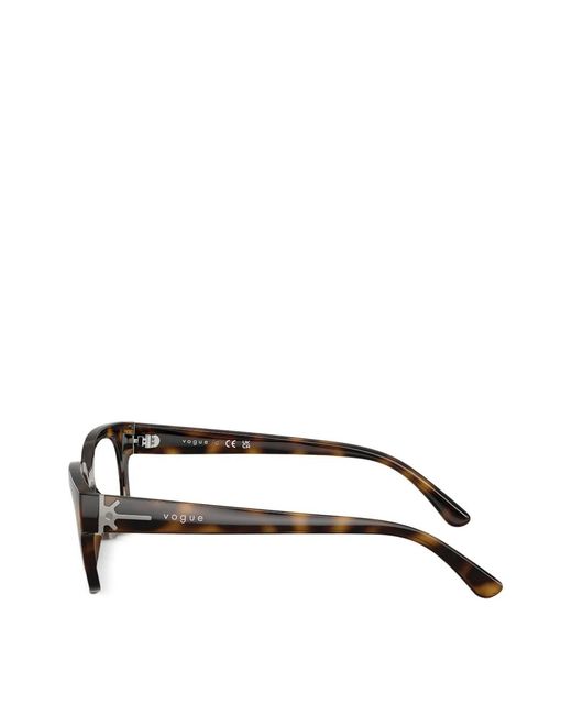 Vogue Eyewear Black Tortoiseshell-Effect Rectangle-Frame Glasses