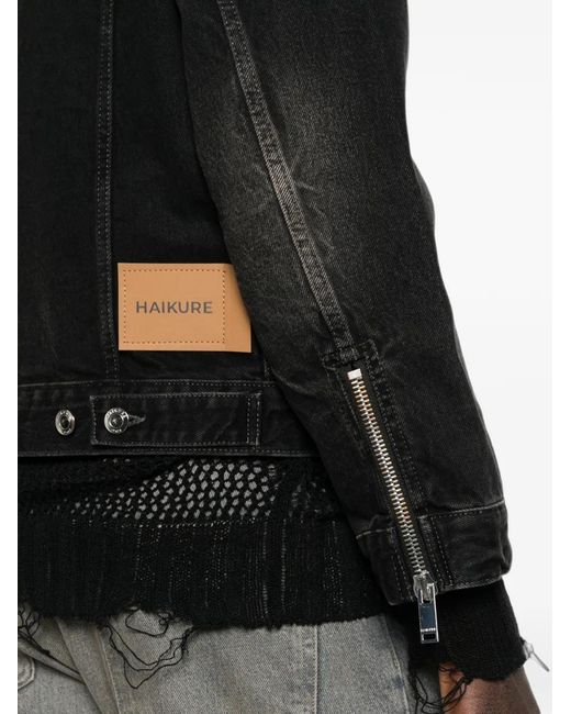 Haikure Black Zip-Up Denim Jacket for men