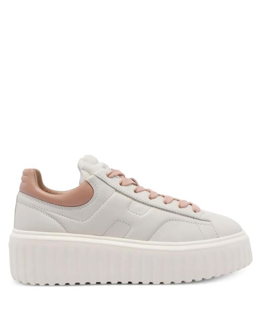 Hogan White Platform H-Stripe Sneakers