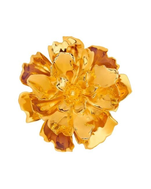 Oscar de la Renta Yellow Flower-Shape Brooch