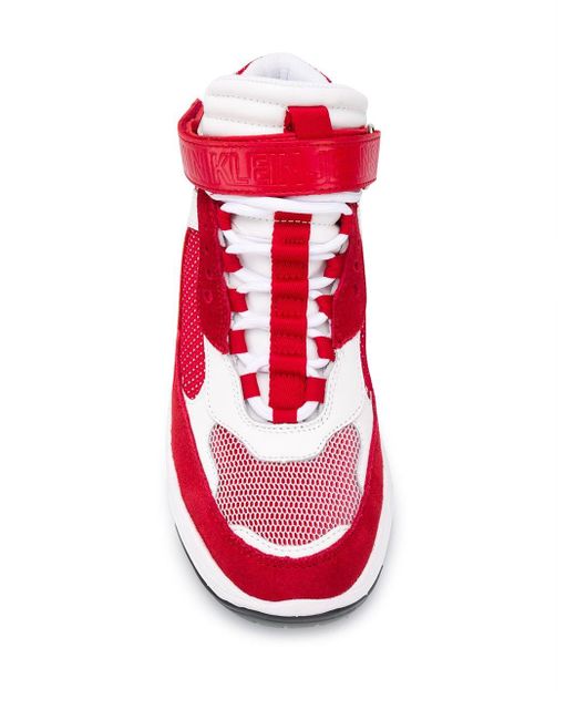Calvin Klein Leather Mesh Upper Sneakers in Red - Lyst