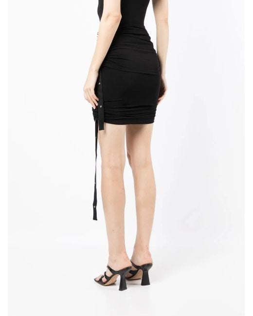 Dion Lee Black Doric Ruched Midi Skirt