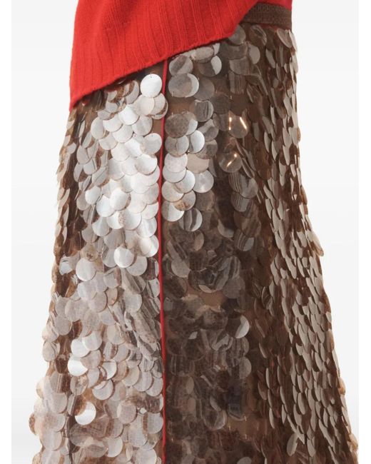 Fabiana Filippi Brown Sequin-Embellished Maxi Skirt
