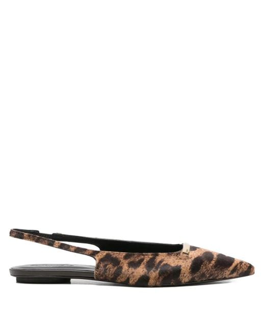 Tod's White Leopard-Print Slingback Flat Pumps