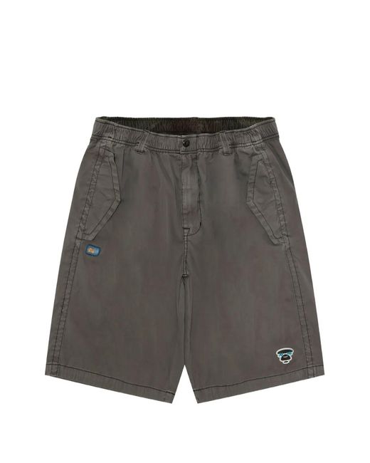 Aape By A Bathing Ape メンズ グレー ロゴパッチ ショートパンツ