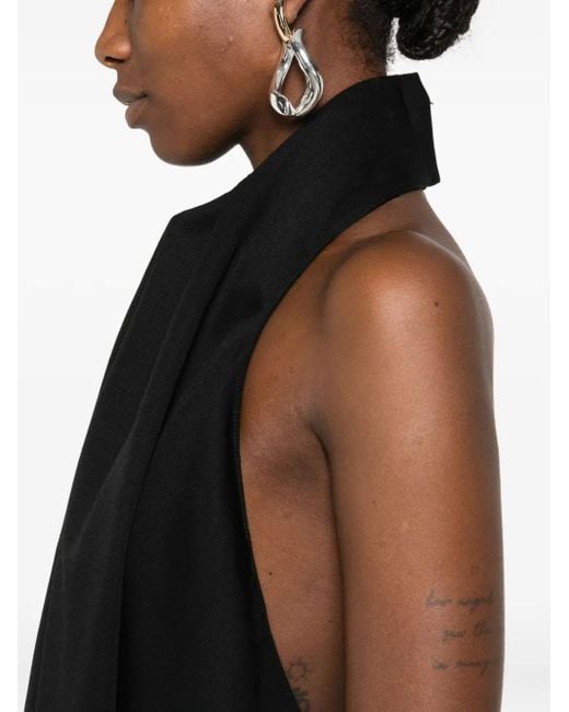 Givenchy Black Schwarzes Asymmetrisches Ärmelloses Wollkleid