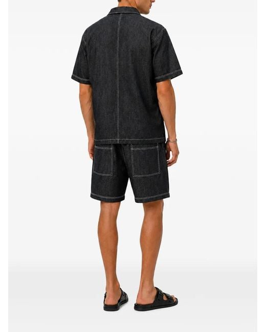 Hamza Blue Six Drawstring Denim Shorts for men