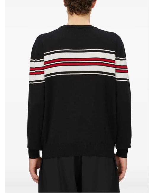 MSGM Black Chest Stripe Jumper for men
