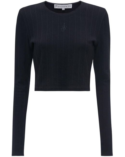 J.W. Anderson Blue Anchor-embroidered Cropped Top