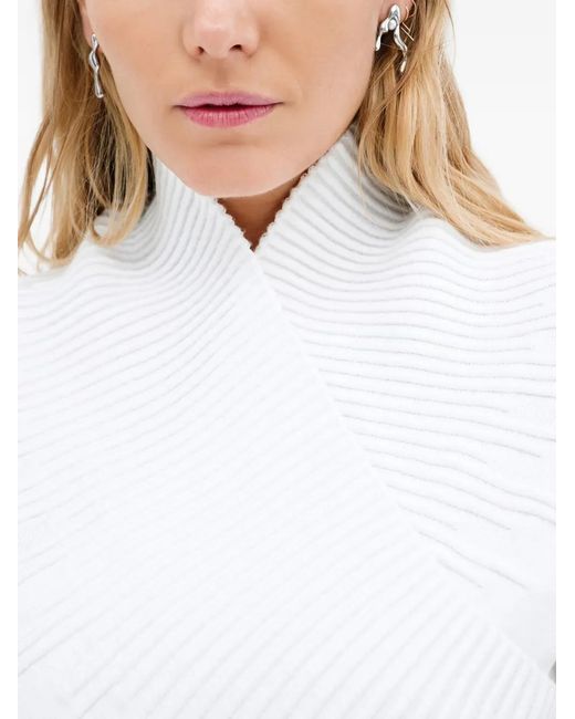 MARCELLA White Colette Ribbed High-Neck Top