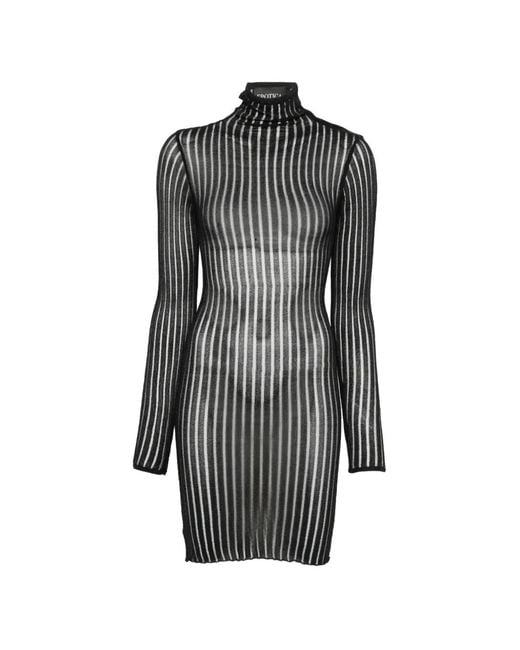 Dondup Gray Ribbed-Knit Mini Dress