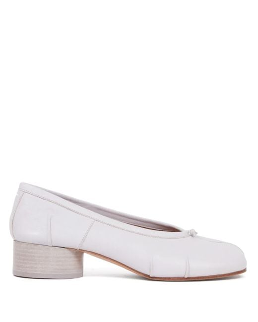 Maison Margiela White Unique Split-Toe Flats With Low Block Heel