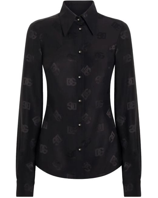Dolce & Gabbana Women's Black Logo Jacquard Shirt
