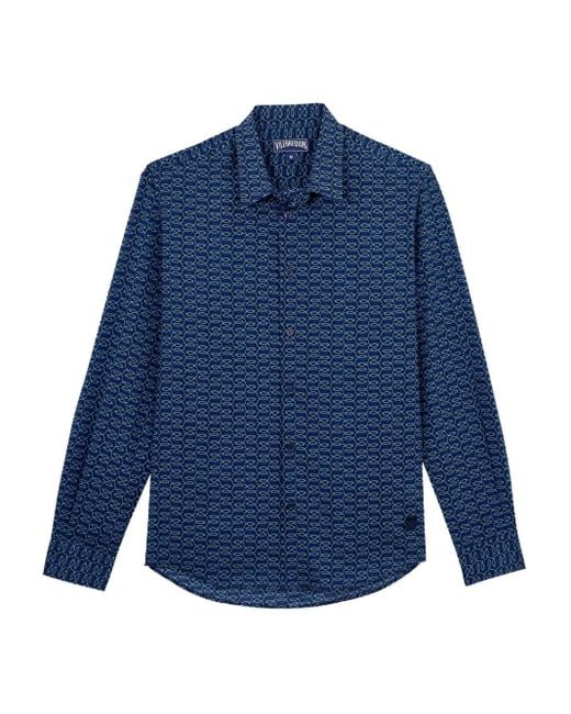 Vilebrequin Blue Hemd Mit Fishnet-Print