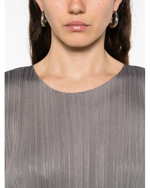Pleats Please Issey Miyake Gray Pleated Sleeveless Midi Dress