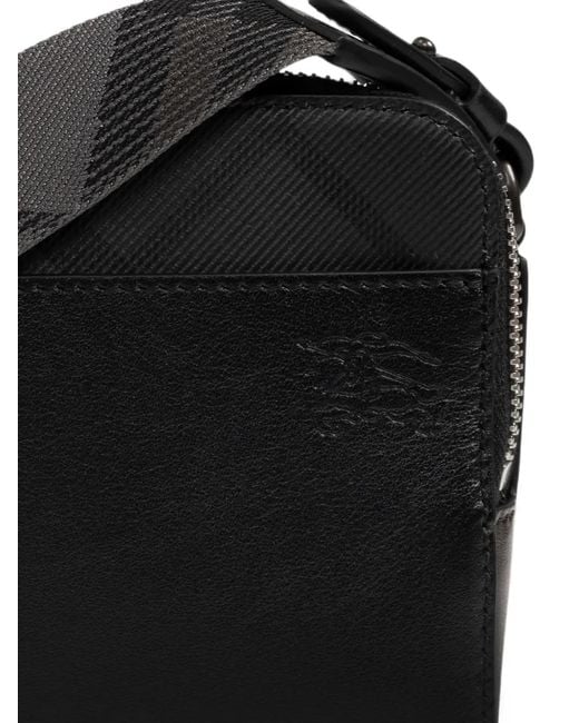 Burberry Black Check-Pattern Messenger Bag for men