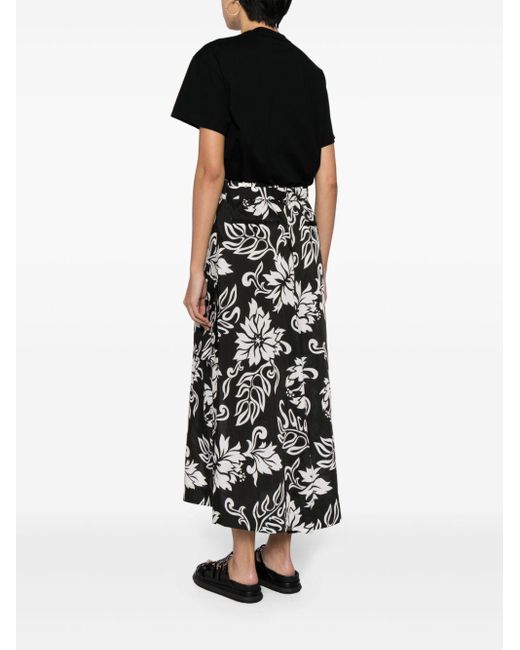 Sacai Black Floral-panel T-shirt Dress