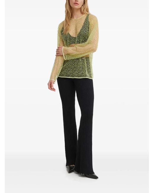 Samsøe & Samsøe Green Beaded Long-Sleeve Blouse
