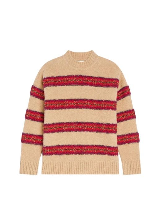 Dries Van Noten Red Jacquard Wool Sweater for men