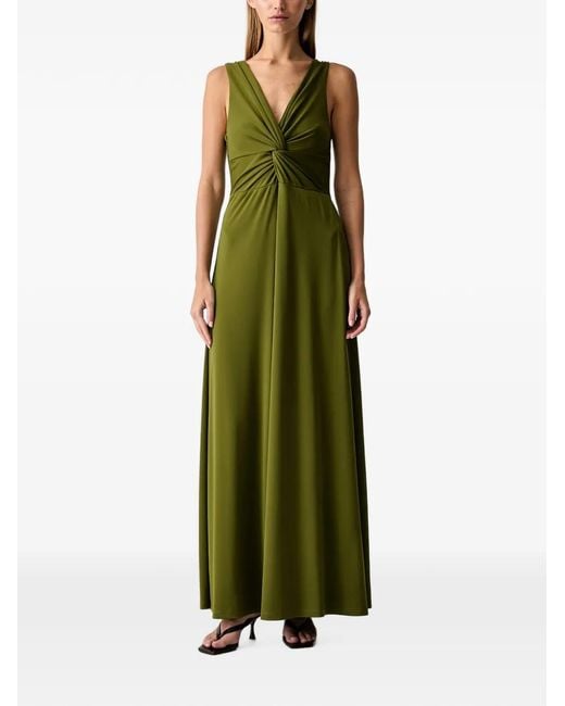 ViCOLO Green Twist-Detail V-Neck Maxi Dress