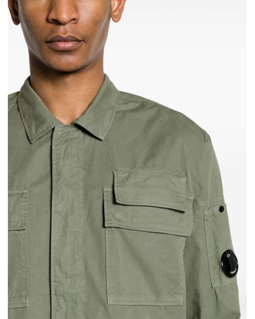C P Company Green Lens-detail Zip-up Shirt for men