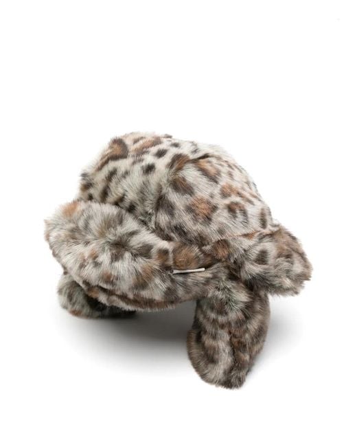 Ruslan Baginskiy Gray Leopard-Print Trapper Hat