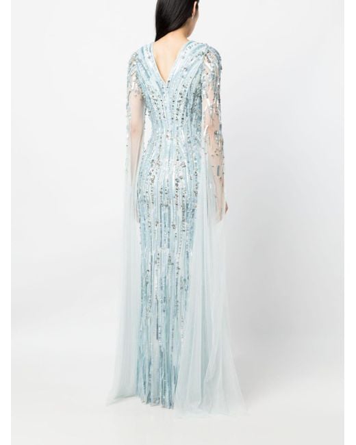 Jenny Packham Blue Planelto Sequin-embellished Maxi Dress