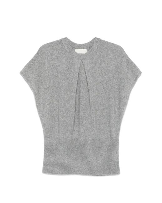 Lisa Yang Gray Annelie Pleated Sweater