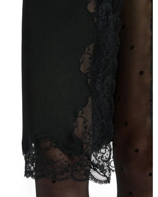 Balmain Black Knit Midi Skirt With Lace